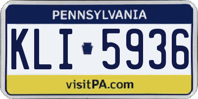 PA license plate KLI5936