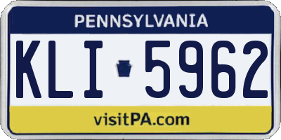PA license plate KLI5962