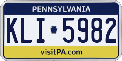PA license plate KLI5982