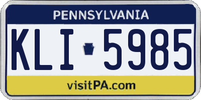 PA license plate KLI5985