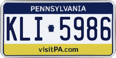 PA license plate KLI5986