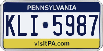 PA license plate KLI5987