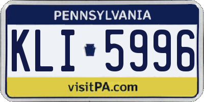 PA license plate KLI5996