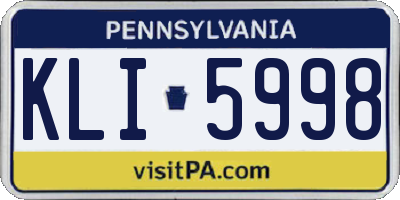 PA license plate KLI5998