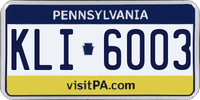 PA license plate KLI6003