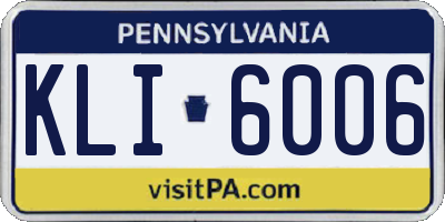 PA license plate KLI6006