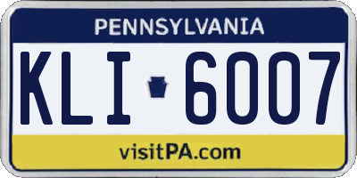 PA license plate KLI6007