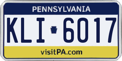 PA license plate KLI6017