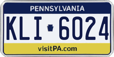 PA license plate KLI6024