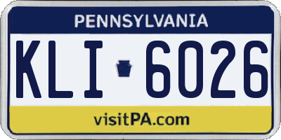 PA license plate KLI6026
