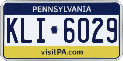 PA license plate KLI6029