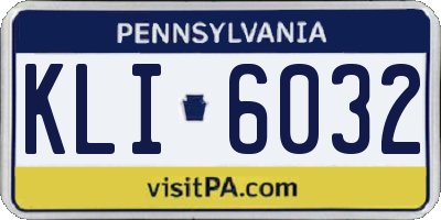 PA license plate KLI6032