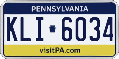 PA license plate KLI6034