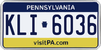 PA license plate KLI6036