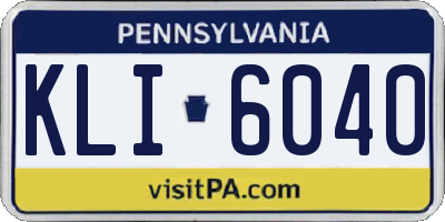 PA license plate KLI6040