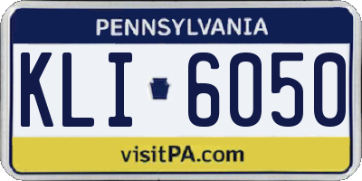 PA license plate KLI6050