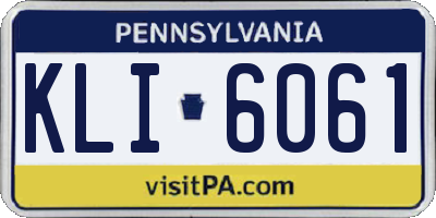 PA license plate KLI6061