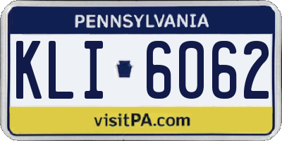 PA license plate KLI6062