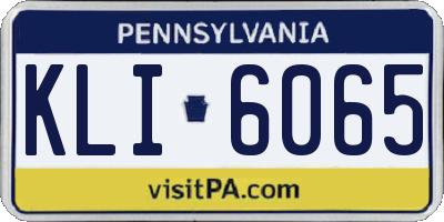 PA license plate KLI6065