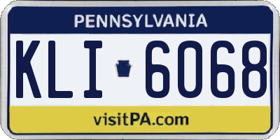 PA license plate KLI6068