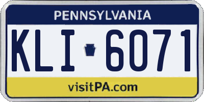 PA license plate KLI6071