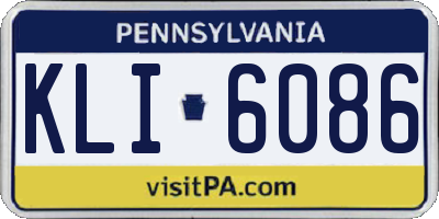 PA license plate KLI6086
