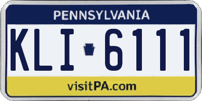 PA license plate KLI6111