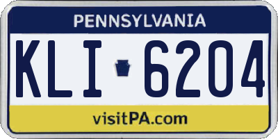 PA license plate KLI6204