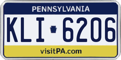 PA license plate KLI6206