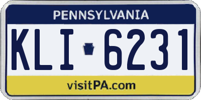 PA license plate KLI6231