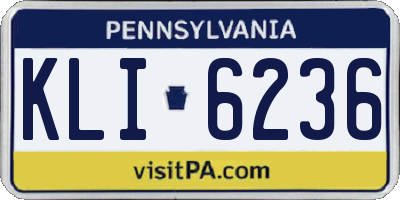 PA license plate KLI6236