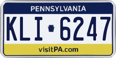 PA license plate KLI6247