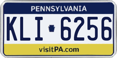 PA license plate KLI6256