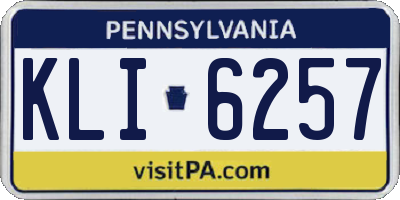 PA license plate KLI6257