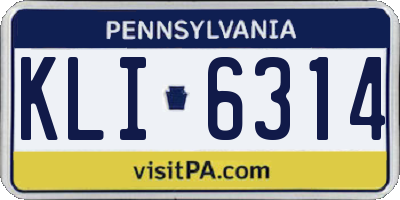 PA license plate KLI6314