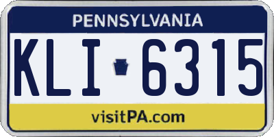 PA license plate KLI6315