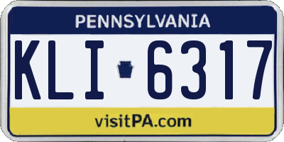 PA license plate KLI6317