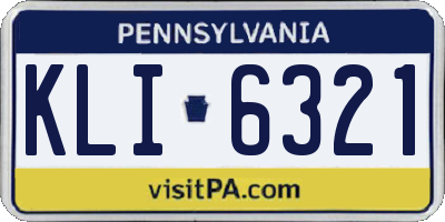 PA license plate KLI6321