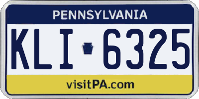 PA license plate KLI6325