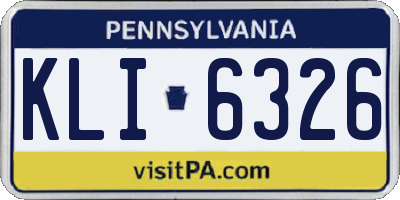PA license plate KLI6326