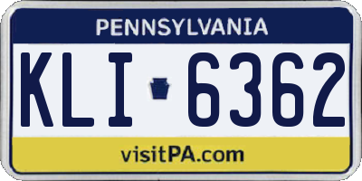 PA license plate KLI6362