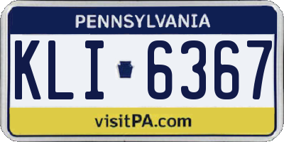 PA license plate KLI6367