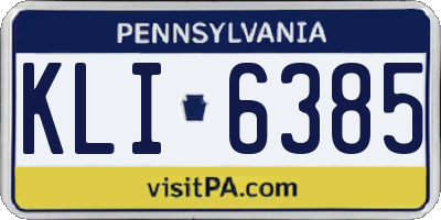 PA license plate KLI6385
