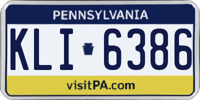 PA license plate KLI6386