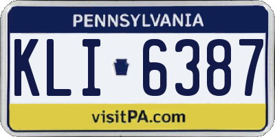 PA license plate KLI6387
