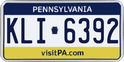PA license plate KLI6392