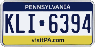 PA license plate KLI6394