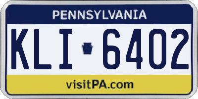 PA license plate KLI6402