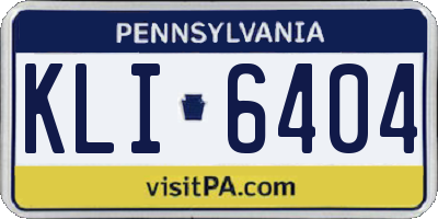 PA license plate KLI6404
