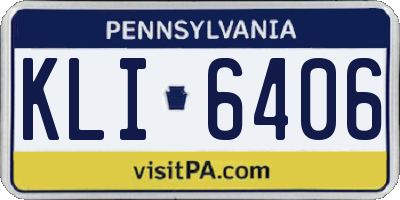 PA license plate KLI6406
